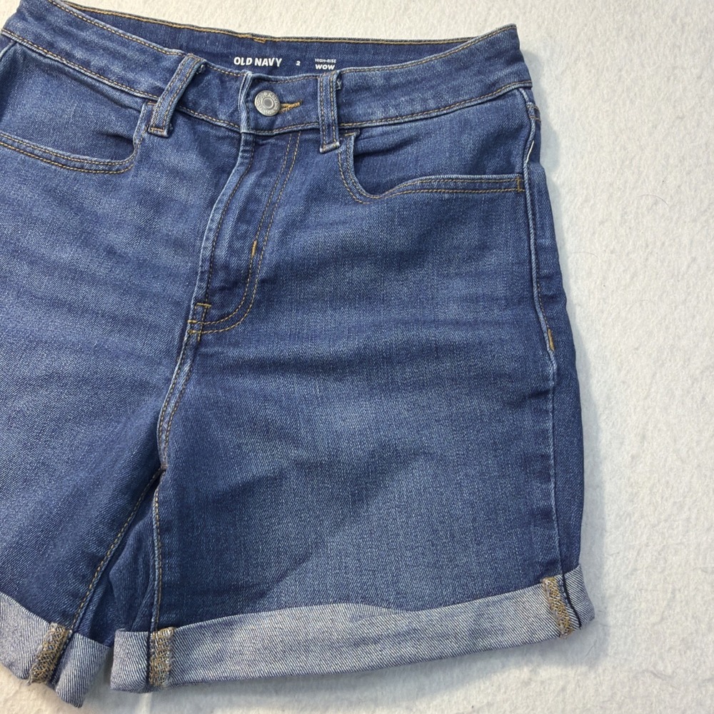 Old Navy Women's High-Rise WOW Stretch Denim Shorts Blue Size 2 w/ 3" Inseam EUC - Picture 3 of 15